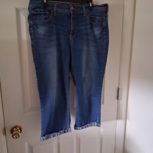Faded Glory Light Blue Cropped Jeans with Roll Cuff